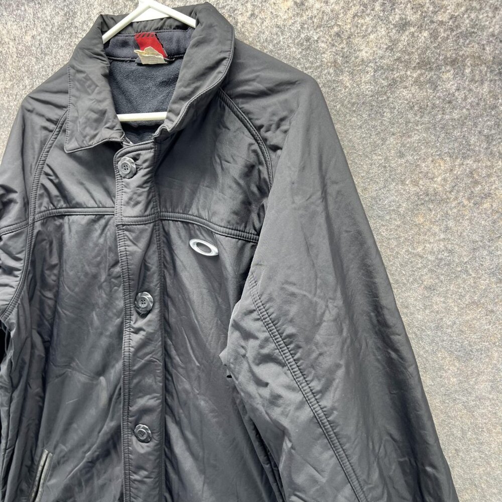 Oakley Jacket Men Large Black Button Down Polyester Full Zip Coat VTG Rain Wind - Picture 6 of 16